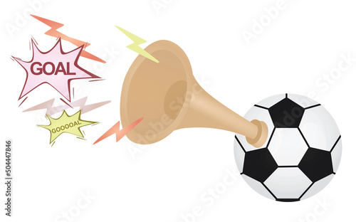 Soccer ball air horn honk image. vector