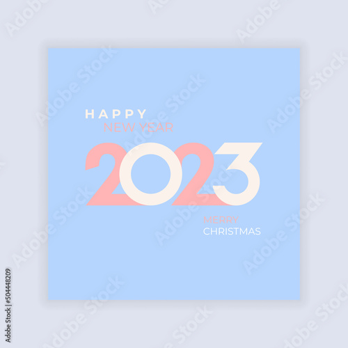 2023 New year poster in minimalistic style, postel color