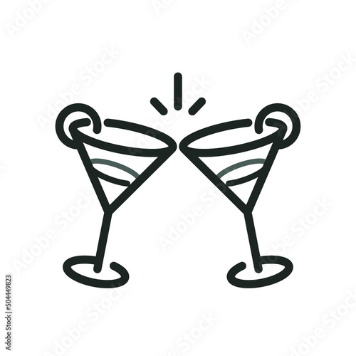 Toasting martini glasses icons.