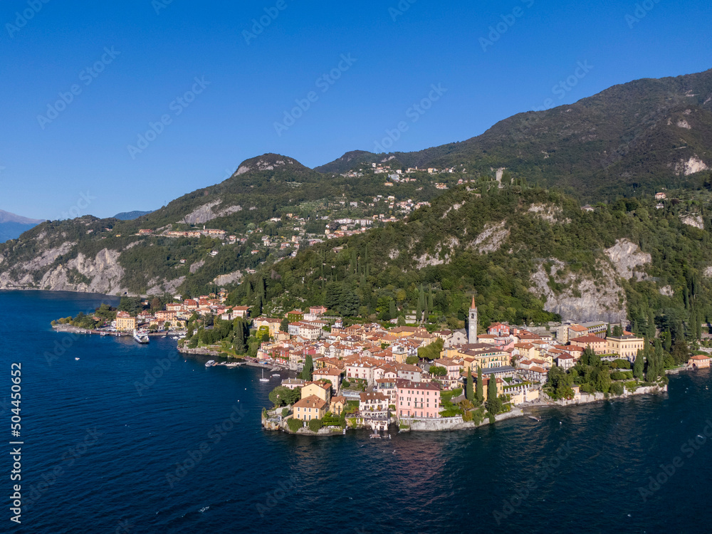 Aerial view of Varenna on the Lake Como