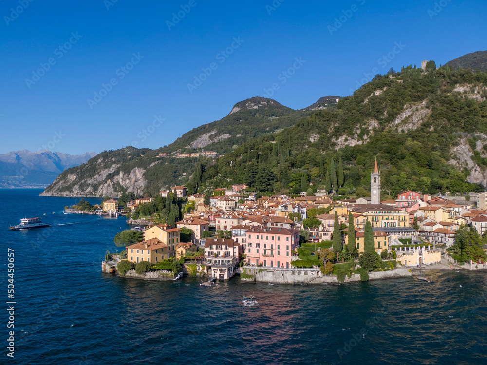 Aerial view of Varenna on the Lake Como