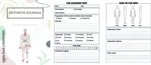 Arthritis, Pain, Symptom Tracker Journal