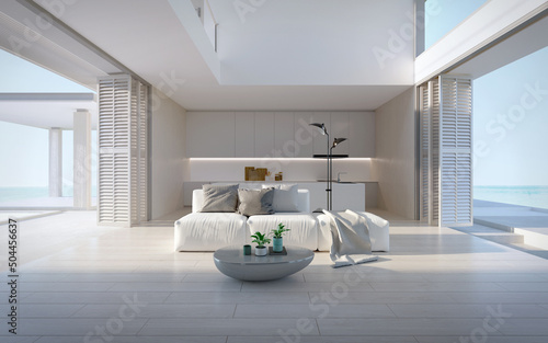 Canvas Print White living room luxury house in modern style