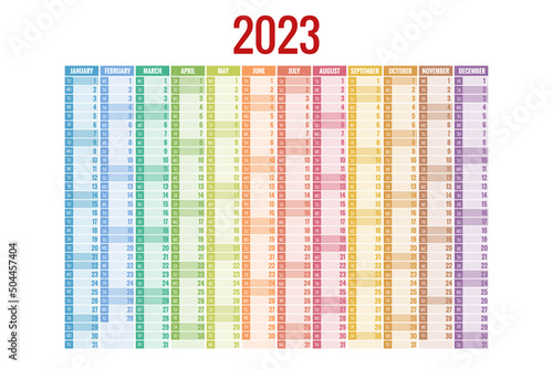 Calendar Planner for 2023. Calendar template for 2023. Corporate and business calendar. Stationery Design Print Template. Week Starts on Sunday.