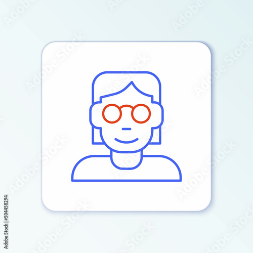 Line Hacker or coder icon isolated on white background. Programmer developer working on code, coding, testing, debugging, analysing. Colorful outline concept. Vector