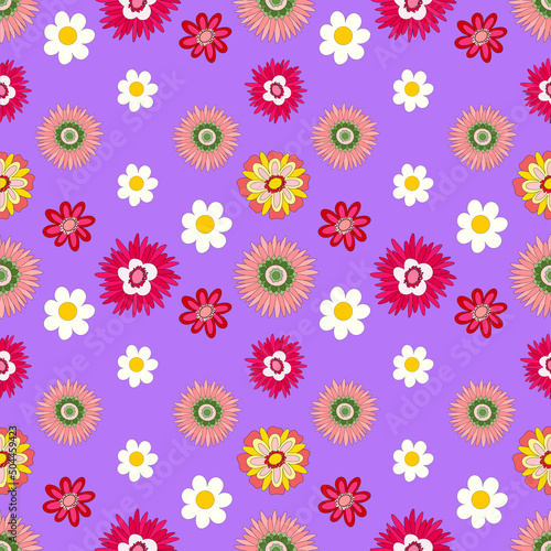 Seamless retro texture in 60s  70s  80s style. hippie era  psychedelic groovy elements. doodle picture hippie retro vintage. Floral pattern.