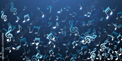 Music notes cartoon vector background. Sound