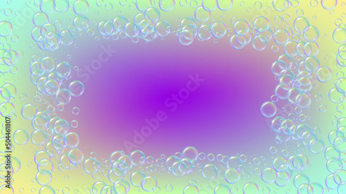 Bubble background with shampoo foam and detergent soap. Blue fiz