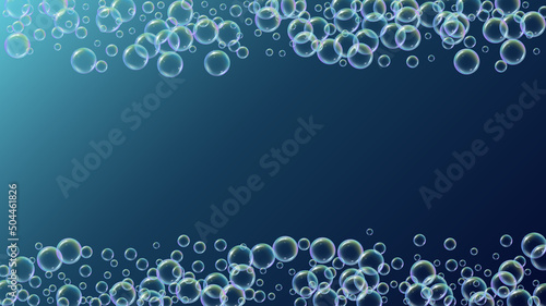 Soap bubble. Detergent bath foam and suds for bathtub. Shampoo.