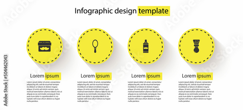 Set Cream or lotion cosmetic jar, Hand mirror, Shaving gel foam and brush. Business infographic template. Vector