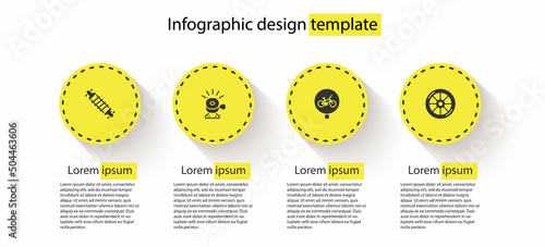 Set Bicycle suspension, bell, and wheel. Business infographic template. Vector