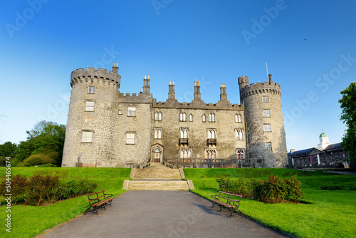 Back facade of Kilkenny Castle, a historic landmark in the town of Kilkenny, Ireland
