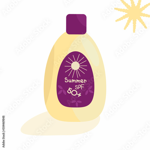 Bottle of sunscreen with sun and shadow