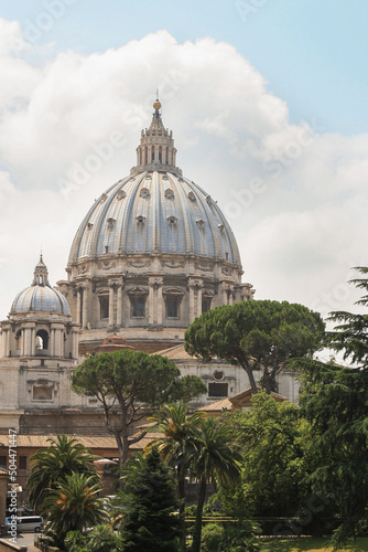 Close-up shot of the dome of St. Peter in Vatican city