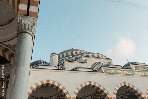 Entrance to the Camlica mosque in Istanbul photo