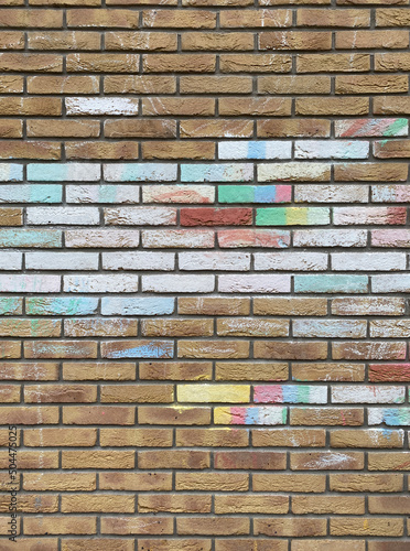 brick wall with chalk photo