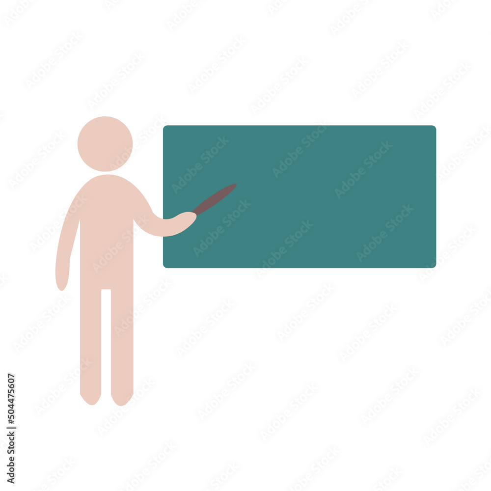 person standing at blackboard pointing at blackboard in classroom or meeting person standing at blackboard pointing at blackboard in classroom or meeting