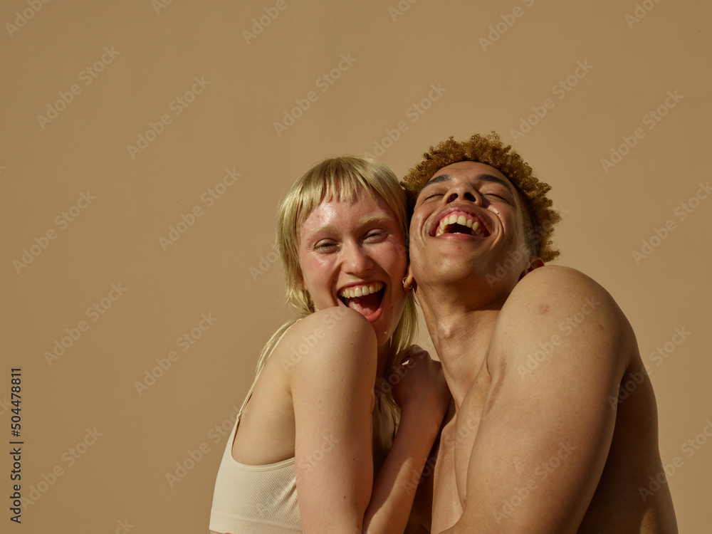 Happy and comfortable couple - spontaneous - skincare - scars - nature Happy and comfortable couple - spontaneous - skincare - scars - nature