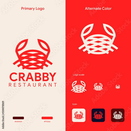 simple and elegant crab logo concept photo