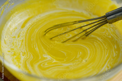 Closeup of churning butter