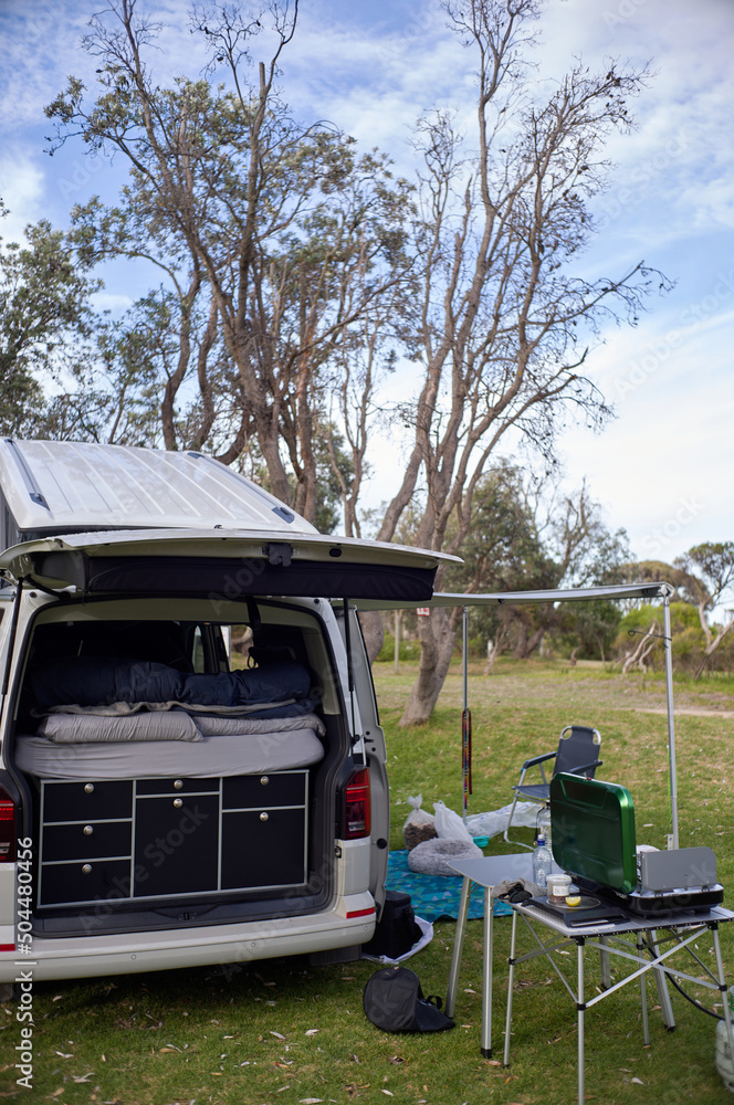 Camping set up with campervan Camping set up with campervan
