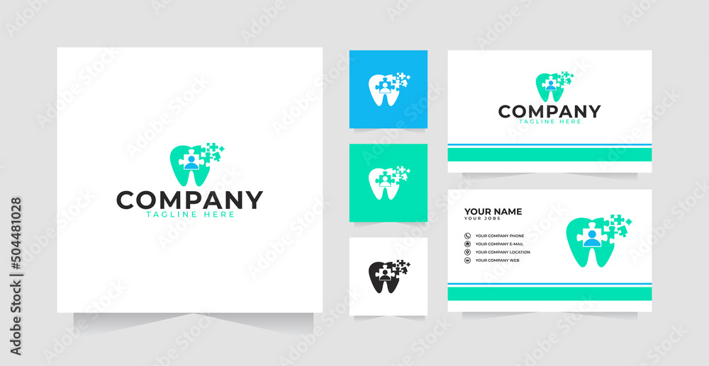 Dental puzzle doctor logo design inspiration and business card Dental puzzle doctor logo design inspiration and business card