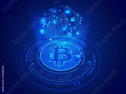2d rendering bitcoin sign currency digital background