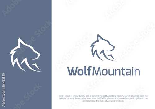 wolf and mountain logo design. logo template