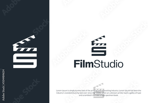 Clapper board film studio letter S logo design. logo template