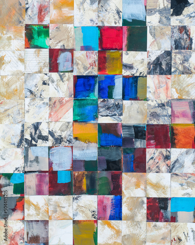 A collage of randomly painted watercolor squares.