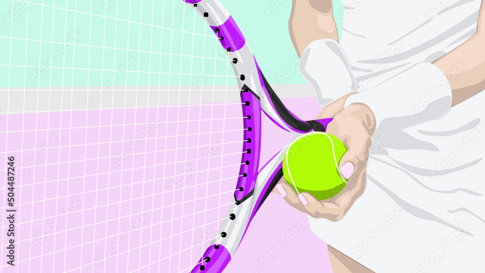 una mujer esta a punto de anotar el punto mas importante de su vida jugando tenis en un día maravillosamente bello, en una cancha hermosamente pintada de color rosa  