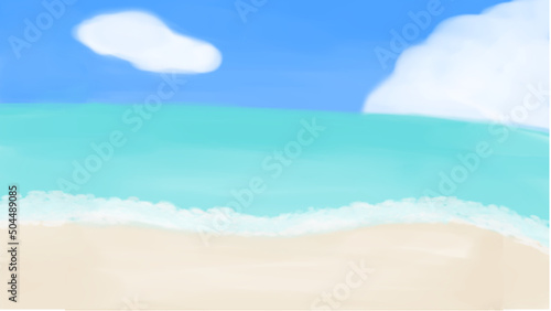 海と青空のイラスト