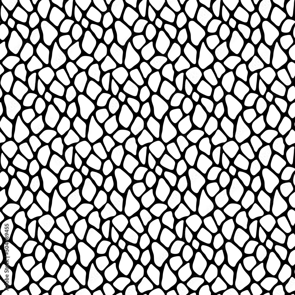Naklejka premium Black and White Snake Animal Motif Vector Seamless Pattern