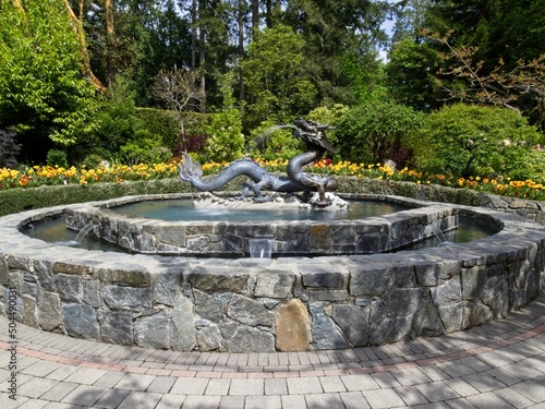 Dragon fountain in Butchart Gardens in Victoria BC