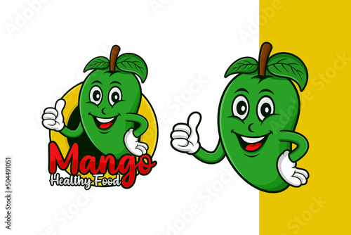 Mango healthy food mascot cartoon design illustration