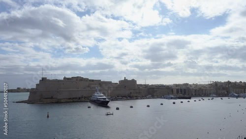 Looking from Senglea across to fort St. Angelo in Valletta, Malta photo