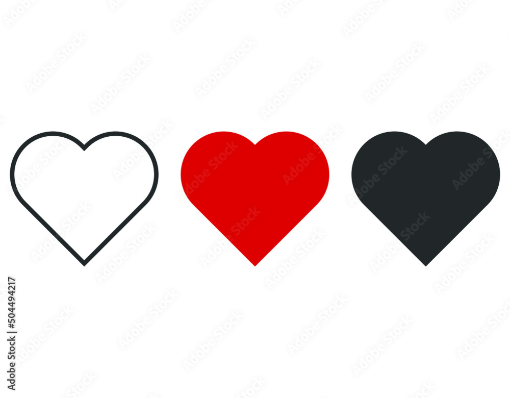 Collection of Heart icons. Modern symbol of Love Icon. heart shape vector designs, flat style isolated on white background. Vector illustration.