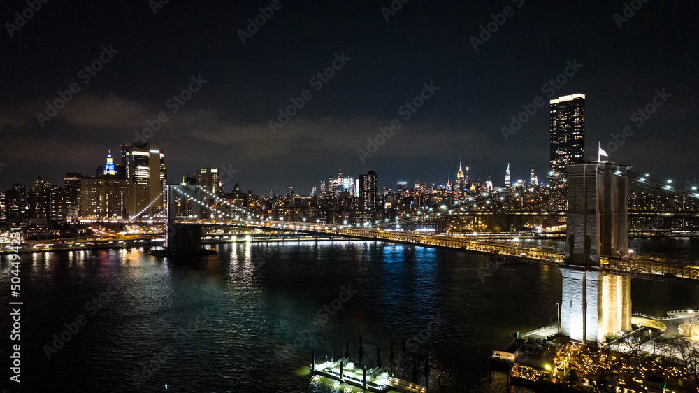 Manhattan lights, New York City and Brooklyn bridge Manhattan lights, New York City and Brooklyn bridge