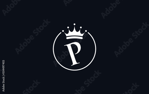 Royal vintage and golden jewel crown vector and gold crown logo and symbol with the letter P