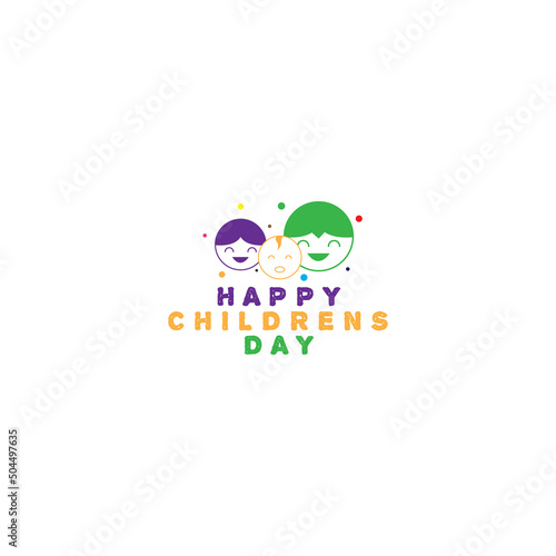 world childrens day background  happy childs face  poster logo design vector icon illustration