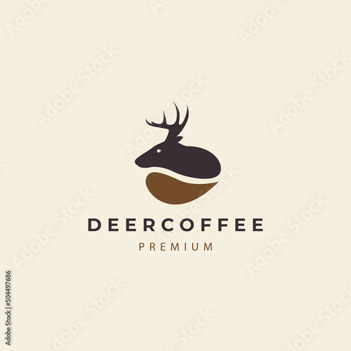 deer head  coffee  coffee beans logo design vector icon illustration