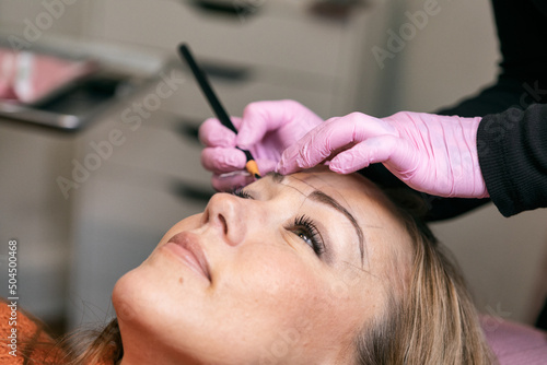 Woman Has Microblading Eyebrow Procedure