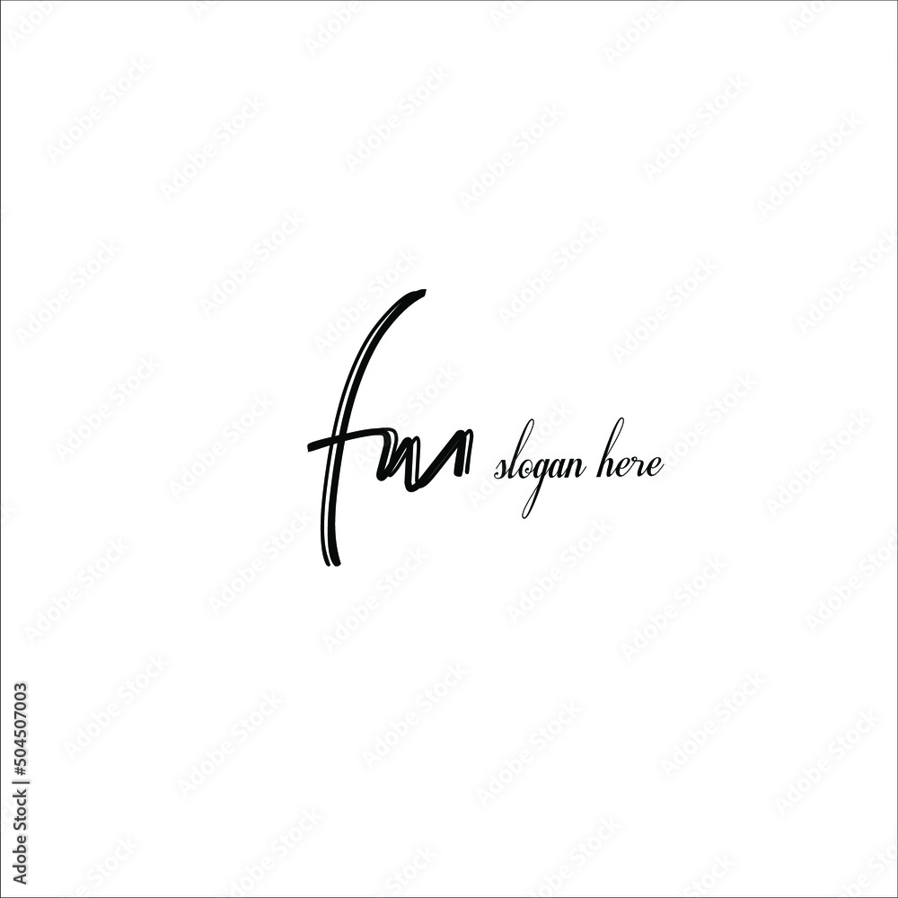 Obraz premium fm slogan Initial Handwriting Logo Vector