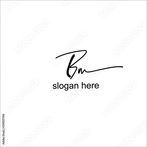 Bm Slogan Initial Handwriting Logo Vector