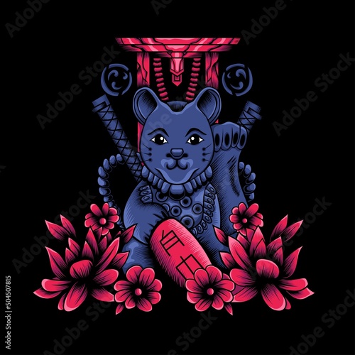 japanese lucky cat vector illustration