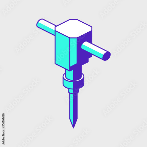 Jackhammer isometric vector icon illustration
