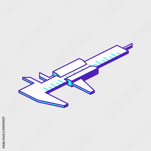 Vernier scale caliper isometric vector icon illustration