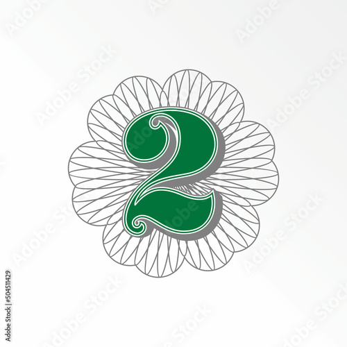 Letter or word number 2 or two dollar america font in 3D with line motif around image graphic icon logo design abstract concept vector stock. Can be used as a symbol related to initial or money