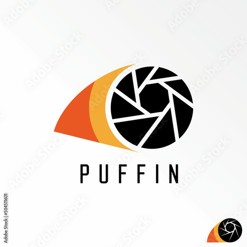 Unique and simple capture or camera with puffin head or mouth image graphic icon logo design abstract concept vector stock. Can be used as a symbol related to animal or photo shoot
