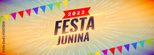 2022 festa junina festival celebration banner with party flags